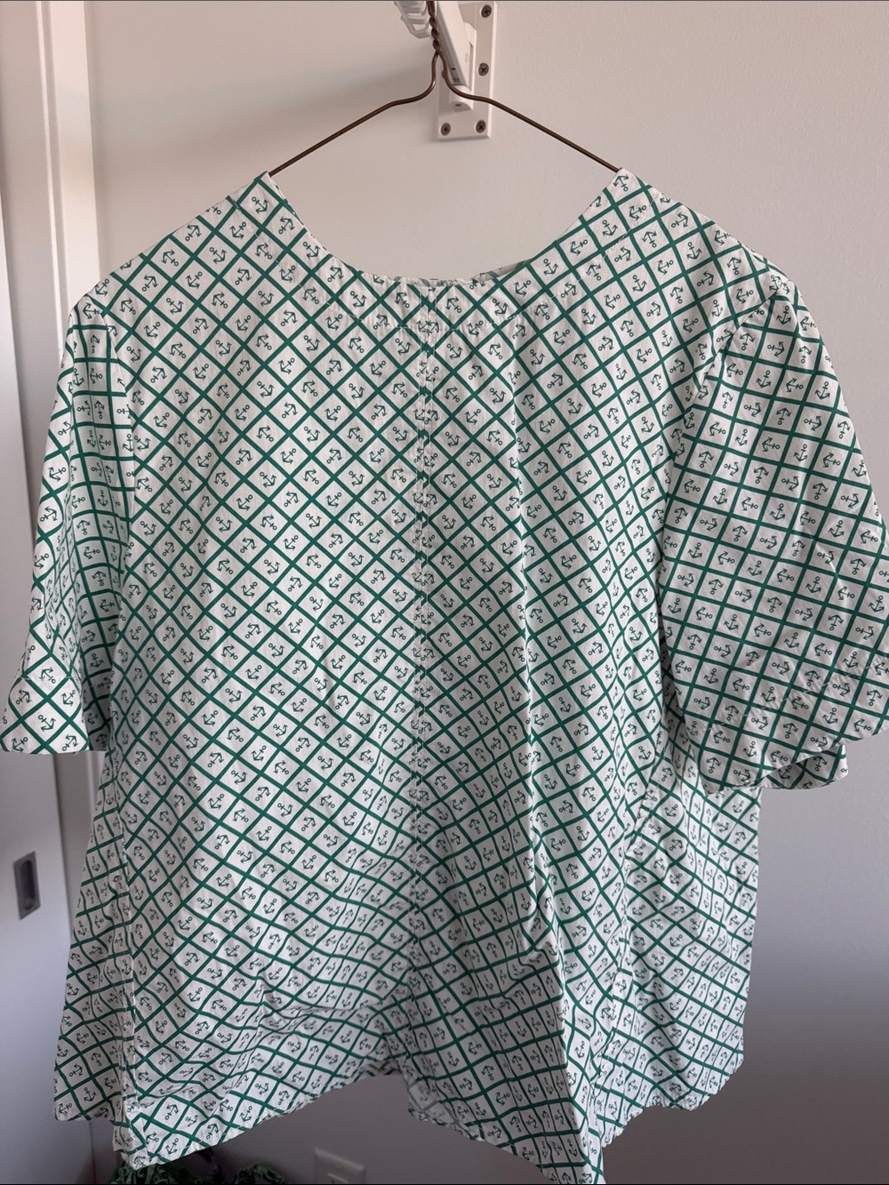 Anthropologie Maeve Green Ancor Patterned Short Sleeve Women’s Top